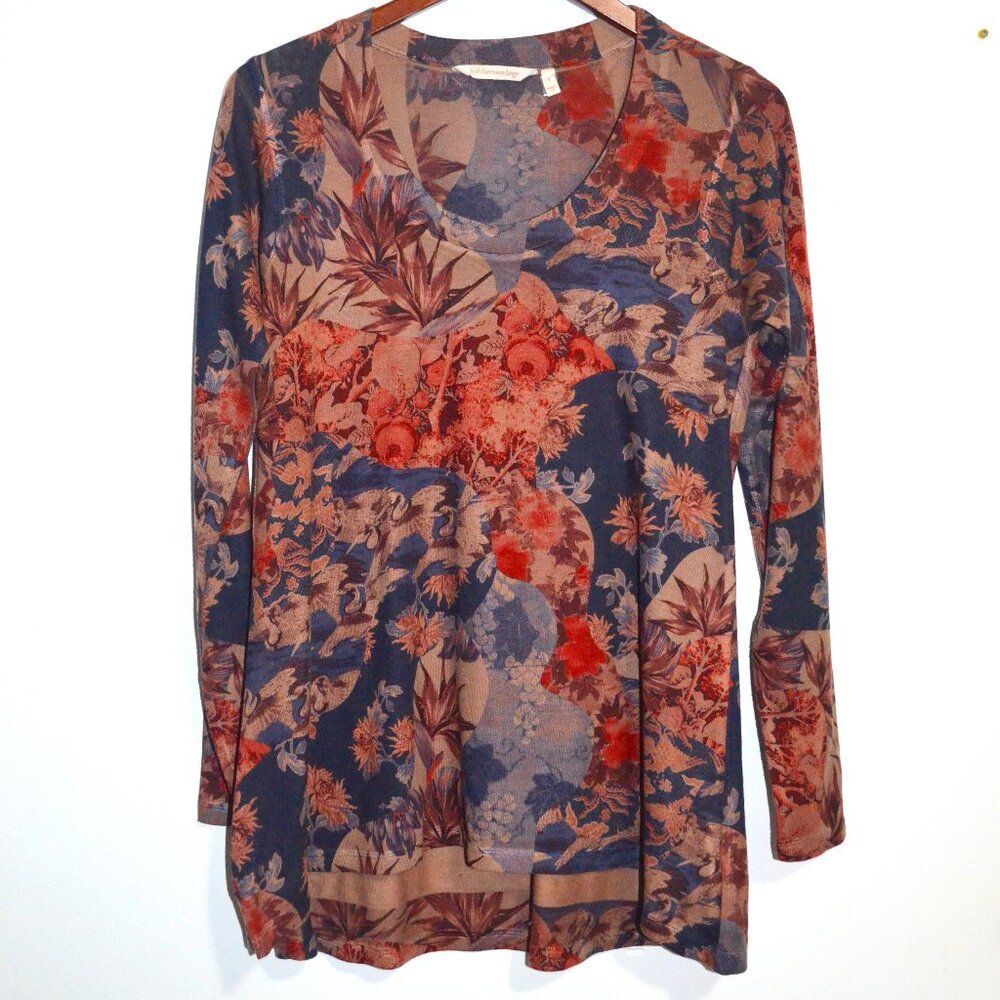 Soft Surrounds Knit Tunic S Long Sleeve Floral Cozy Fall Cottagecore